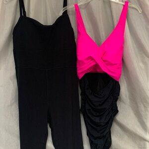 Pink and Black Women's One Piece Swimsuit